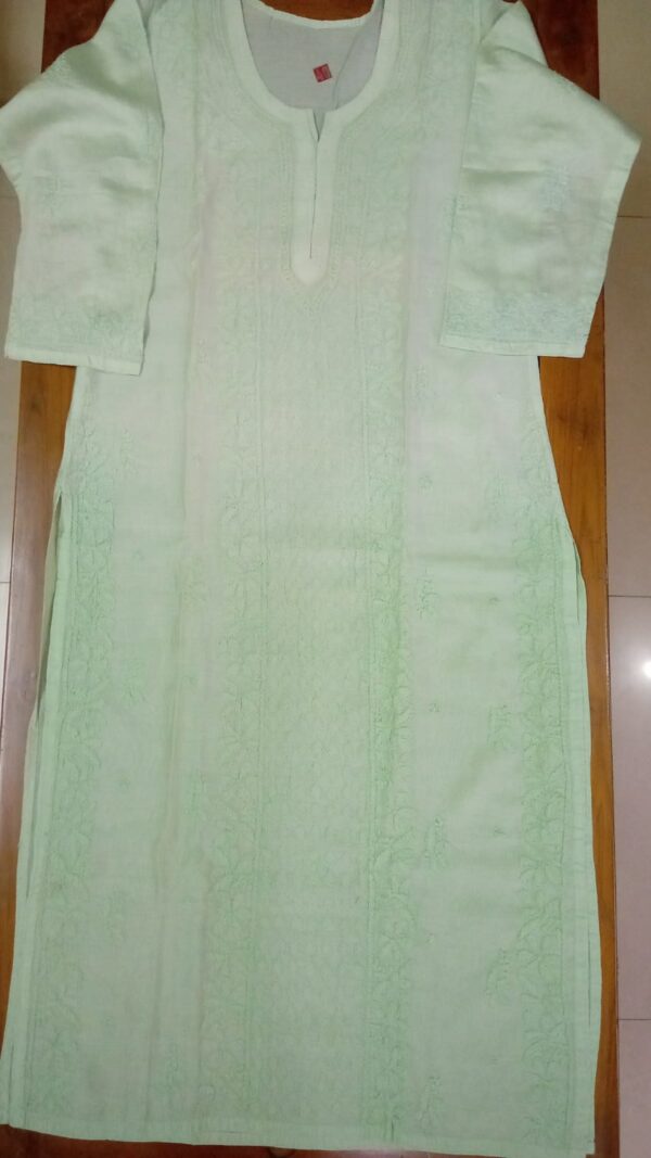 Chikan Kurti Sea Green Chanderi Fabric